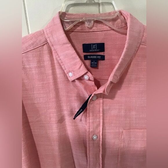 Men’s Shirt, George, Button Front Shirt, Size Large 42-44, Peach Color, New with - Picture 1 of 4